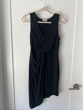 Open Edit Black Twist-Front Sleeveless Dress